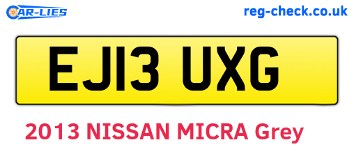 EJ13UXG are the vehicle registration plates.