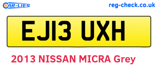 EJ13UXH are the vehicle registration plates.