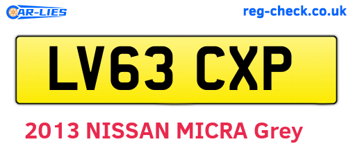 LV63CXP are the vehicle registration plates.