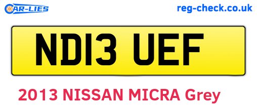 ND13UEF are the vehicle registration plates.