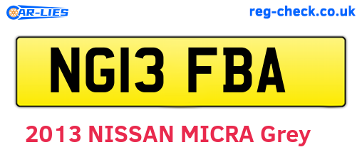 NG13FBA are the vehicle registration plates.