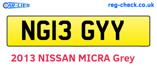 NG13GYY are the vehicle registration plates.