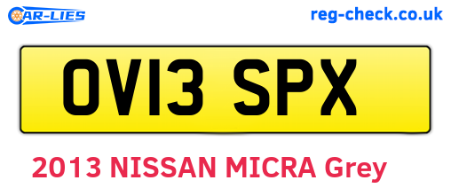 OV13SPX are the vehicle registration plates.