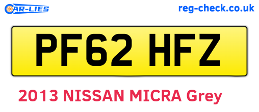 PF62HFZ are the vehicle registration plates.