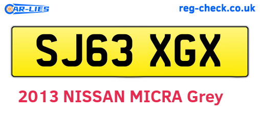 SJ63XGX are the vehicle registration plates.