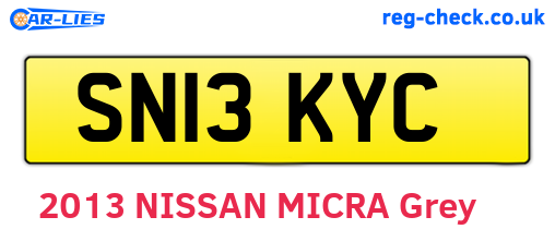 SN13KYC are the vehicle registration plates.