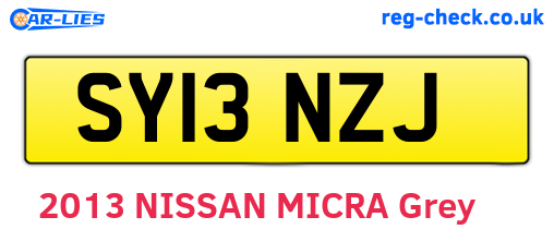 SY13NZJ are the vehicle registration plates.