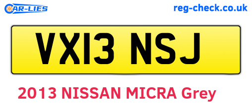 VX13NSJ are the vehicle registration plates.