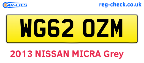 WG62OZM are the vehicle registration plates.