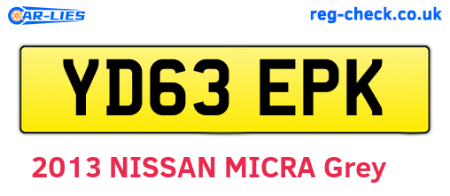 YD63EPK are the vehicle registration plates.