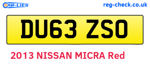 DU63ZSO are the vehicle registration plates.