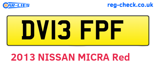 DV13FPF are the vehicle registration plates.