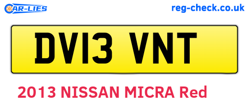 DV13VNT are the vehicle registration plates.