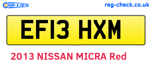 EF13HXM are the vehicle registration plates.