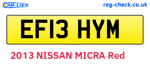 EF13HYM are the vehicle registration plates.