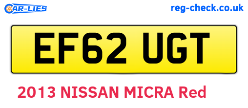 EF62UGT are the vehicle registration plates.