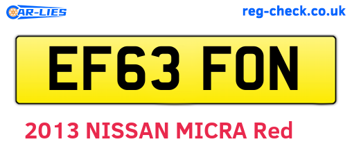 EF63FON are the vehicle registration plates.