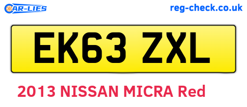 EK63ZXL are the vehicle registration plates.