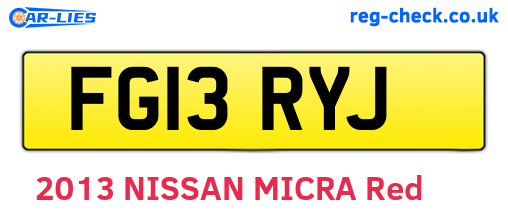 FG13RYJ are the vehicle registration plates.