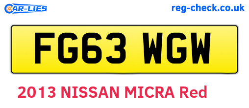 FG63WGW are the vehicle registration plates.