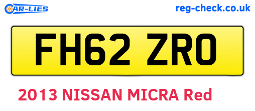 FH62ZRO are the vehicle registration plates.