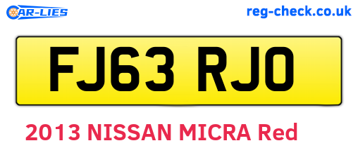 FJ63RJO are the vehicle registration plates.