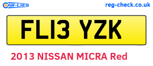 FL13YZK are the vehicle registration plates.