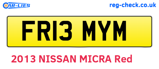 FR13MYM are the vehicle registration plates.