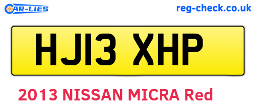 HJ13XHP are the vehicle registration plates.