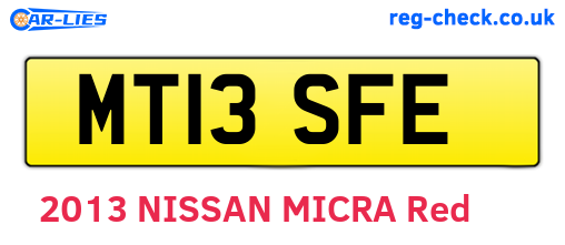 MT13SFE are the vehicle registration plates.