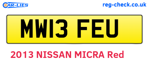 MW13FEU are the vehicle registration plates.