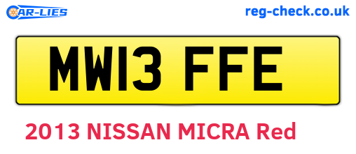 MW13FFE are the vehicle registration plates.