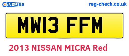 MW13FFM are the vehicle registration plates.