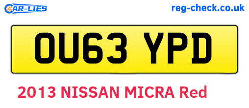 OU63YPD are the vehicle registration plates.