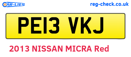 PE13VKJ are the vehicle registration plates.