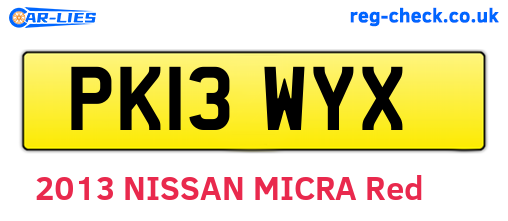 PK13WYX are the vehicle registration plates.