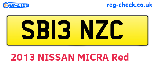 SB13NZC are the vehicle registration plates.