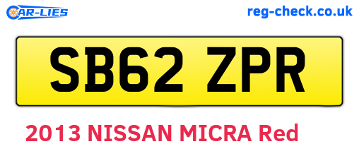 SB62ZPR are the vehicle registration plates.