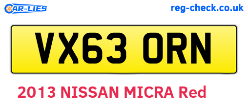 VX63ORN are the vehicle registration plates.