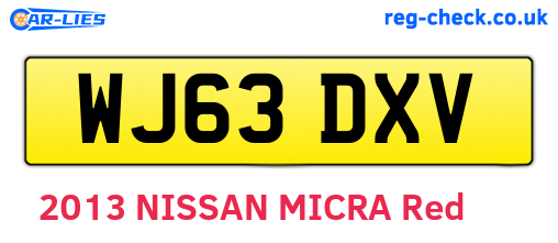 WJ63DXV are the vehicle registration plates.