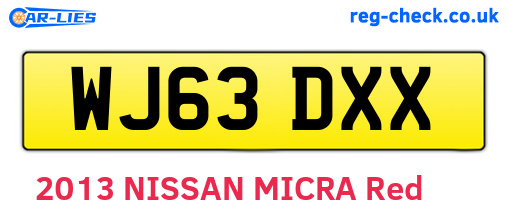 WJ63DXX are the vehicle registration plates.