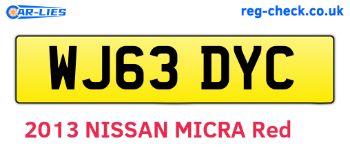 WJ63DYC are the vehicle registration plates.
