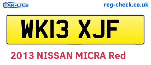WK13XJF are the vehicle registration plates.