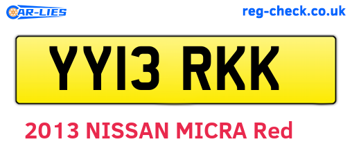 YY13RKK are the vehicle registration plates.
