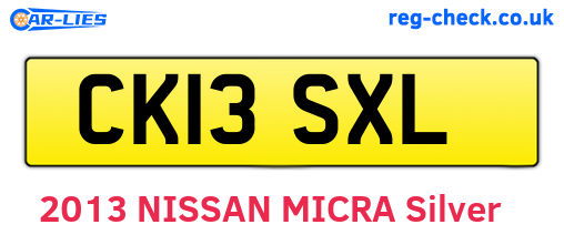 CK13SXL are the vehicle registration plates.