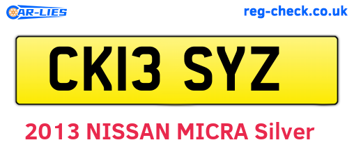 CK13SYZ are the vehicle registration plates.