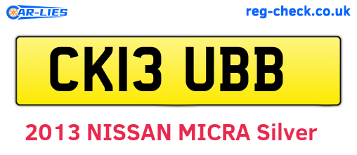 CK13UBB are the vehicle registration plates.