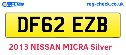 DF62EZB are the vehicle registration plates.