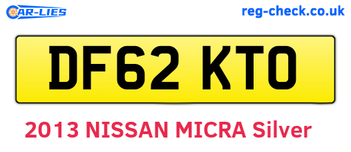 DF62KTO are the vehicle registration plates.
