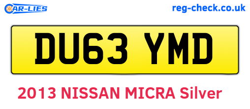 DU63YMD are the vehicle registration plates.
